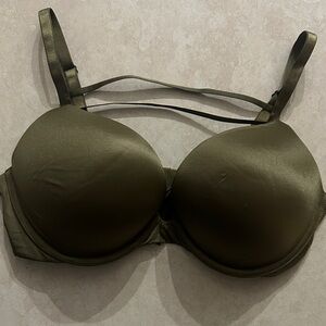 Victoria Secret Bra 36C Bombshell Push Up Green Strappy Adds 2 Cup Sizes Olive